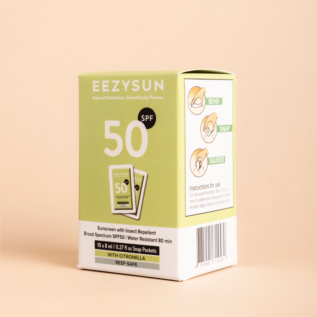 SPF 50+ With Insect Repellent Travel-Size Sunscreen Snap Packets