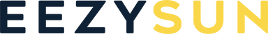 EEZYSUN logo with white background, no slogan. EEZY in navy blue, SUN in yellow.