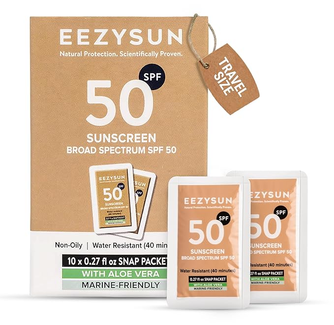 SPF 50 Travel-Size Sunscreen Snap Packets