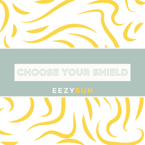 Eezysun eGift card design with yellow abstract patterns and text on a white background